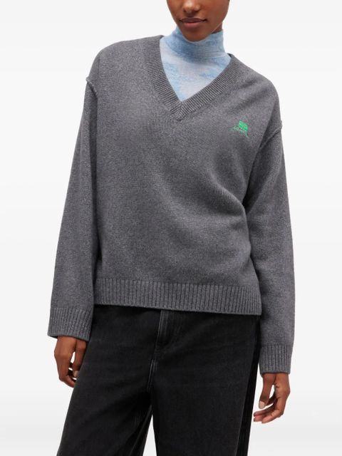 GANNI V-neck logo sweater - Grey - zdjęcie produktu nr 2