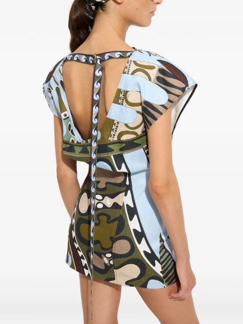 PUCCI Soleil print panama dress - Blue