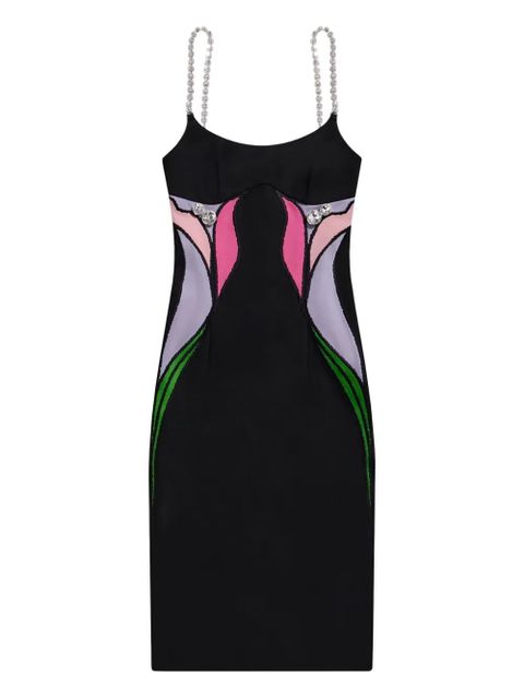 AREA Lily flower-embellished midi dress - Black