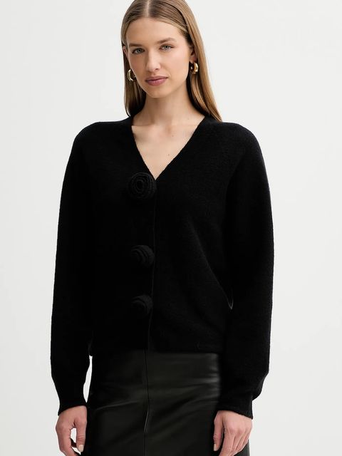 Liviana Conti kardigan z dodatkiem wełny damski kolor czarny L5WG01 - zdjęcie produktu nr 1