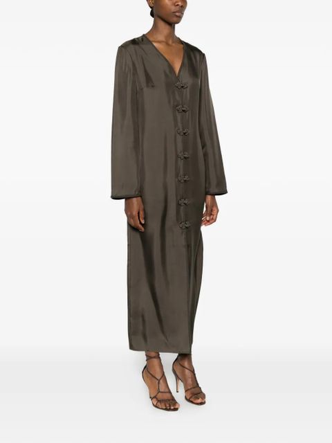 Róhe frog button midi dress - Green