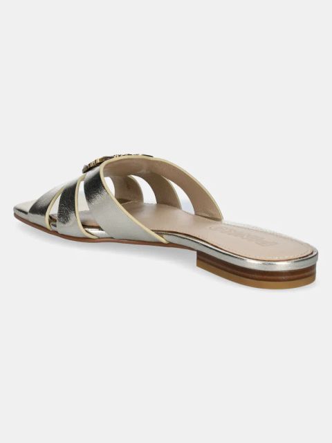 Pinko klapki skórzane Marli damskie kolor złoty SD0313 P049 Z22