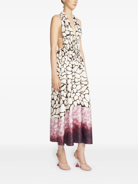 DRIES VAN NOTEN abstract-print maxi dress - Neutrals