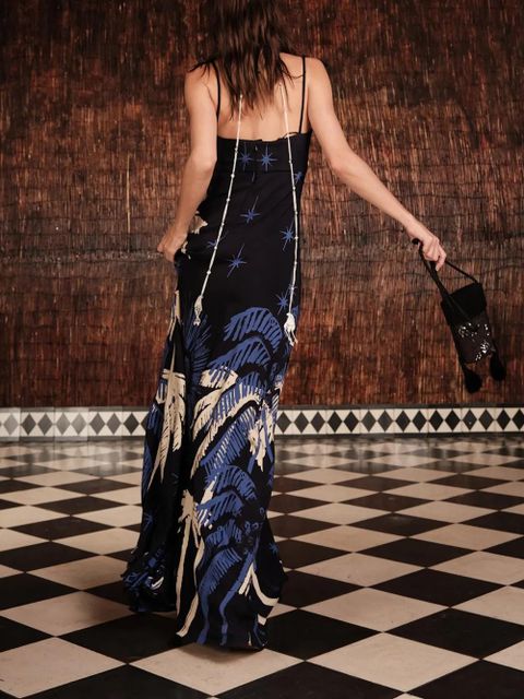 Johanna Ortiz Dancing With The Shadows tie-strap printed dress - Blue