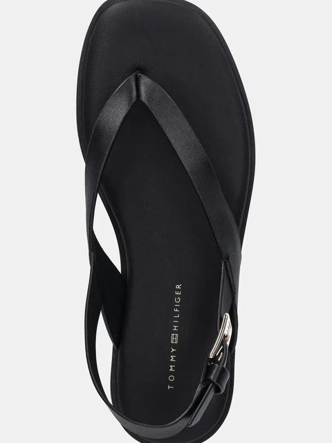 Tommy Hilfiger sandały skórzane COLOR BLOCK THONG FLAT SANDAL damskie kolor czarny FW0FW08883