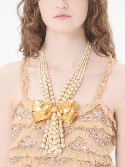 Valentino Garavani bow-pendant pearl necklace - Gold - zdjęcie produktu nr 2