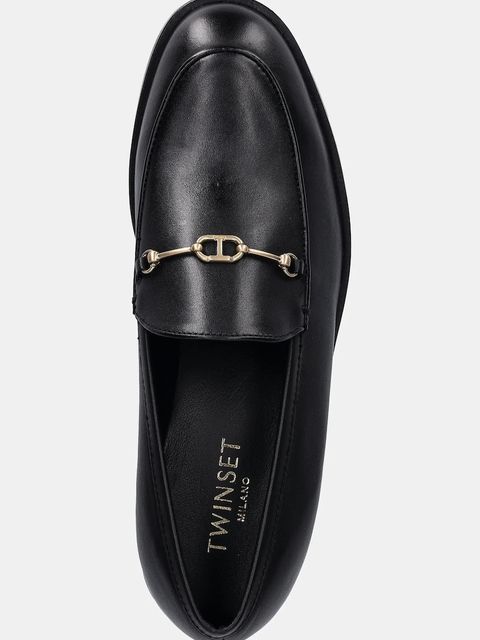 Twinset mokasyny damskie kolor czarny na płaskim obcasie 252TCP130