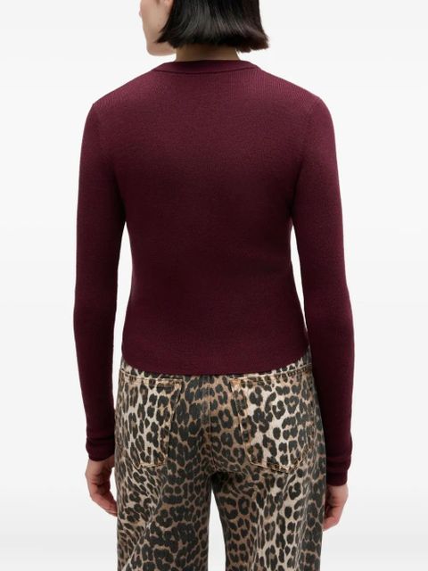 GANNI buttoned V-neck cardigan - Red