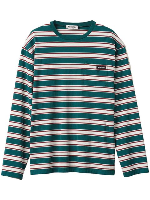 Miu Miu striped cotton T-shirt - Green - zdjęcie produktu nr 1