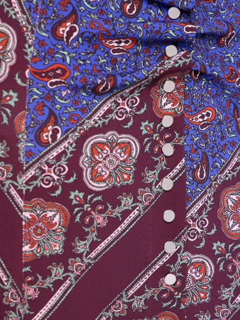 Rabanne paisley-print button-up skirt - V325 blue/burgundy