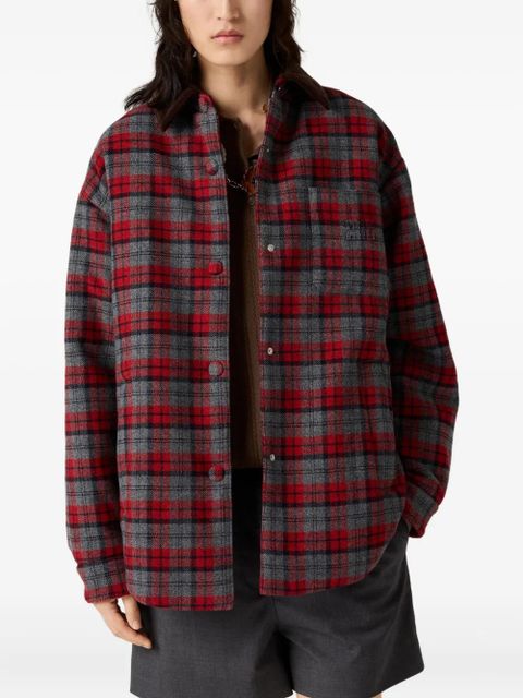Miu Miu plaid-check down jacket - Red