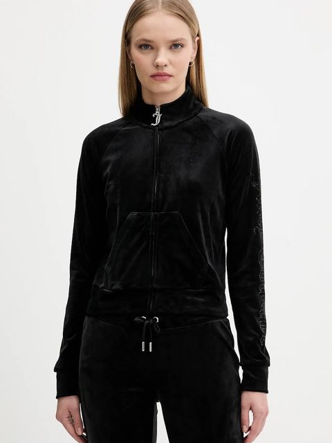 Juicy Couture bluza welurowa damska kolor czarny z aplikacją JCWCT225308 - zdjęcie produktu nr 1