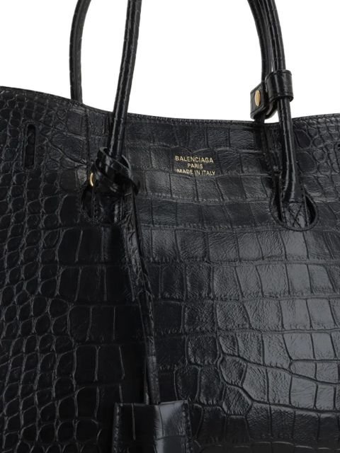 Balenciaga Hampton Carry All crocodile-effect-leather tote bag - Black