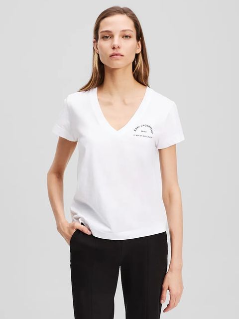 Karl Lagerfeld t-shirt bawełniany damski kolor biały A3W17104 - zdjęcie produktu nr 1