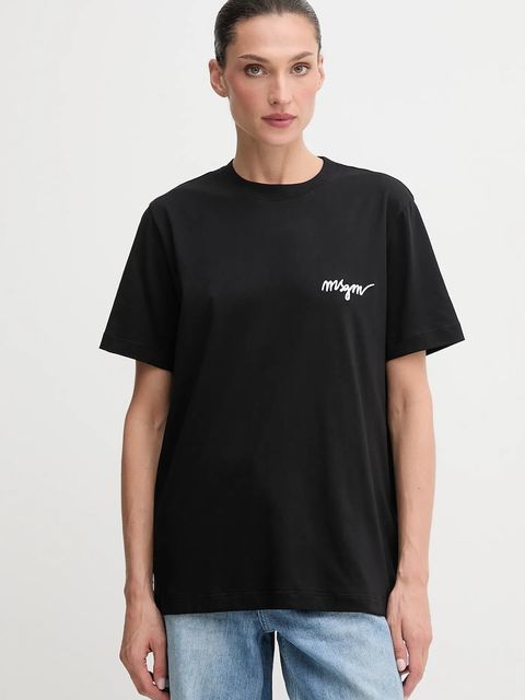 MSGM t-shirt bawełniany damski kolor czarny 2000MDM540.200002 - zdjęcie produktu nr 1