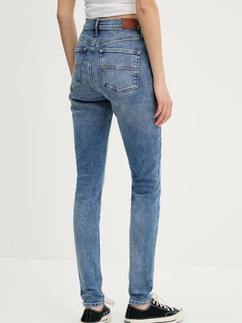 Tommy Jeans jeansy damskie kolor niebieski DW0DW20655