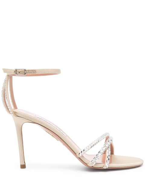 Aquazzura 90mm crystal-embellished sandals - Neutrals - zdjęcie produktu nr 1