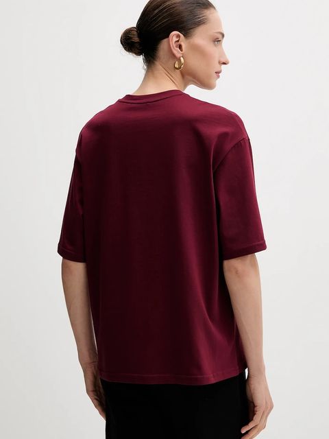 La Mania t-shirt bawełniany damski kolor bordowy
