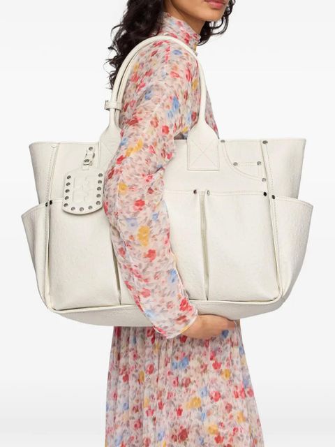 GANNI Posy ostrich-effect shoulder bag - White