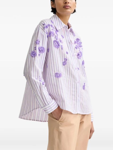 Essentiel Antwerp striped floral appliqué shirt - White