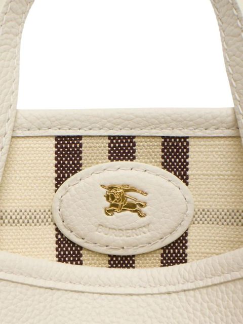 Burberry small Bloomsbury grained-leather reversible check tote bag - Neutrals