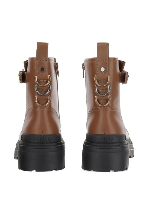 PINKO buckle-detail logo-plaque ankle boots - Brown - zdjęcie produktu nr 2