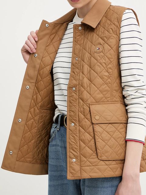 Tommy Hilfiger bezrękawnik damski kolor brązowy przejściowy WW0WW45638