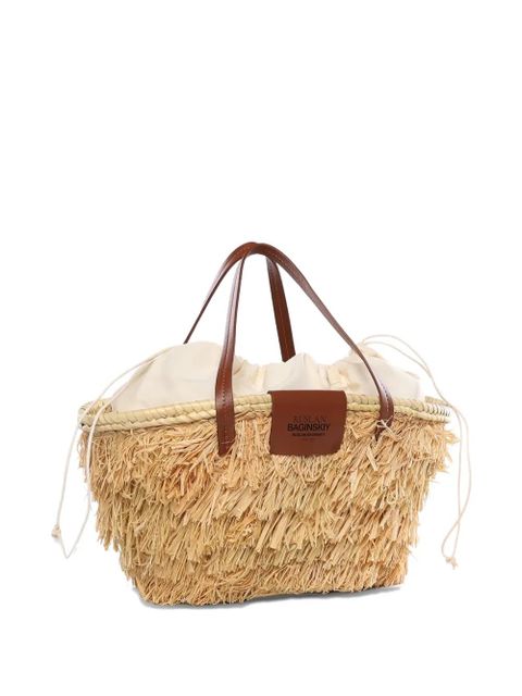 Ruslan Baginskiy Nest straw trim tote bag - Neutrals