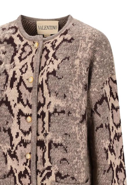 Valentino Garavani animalier-print buttoned cardigan - Neutrals