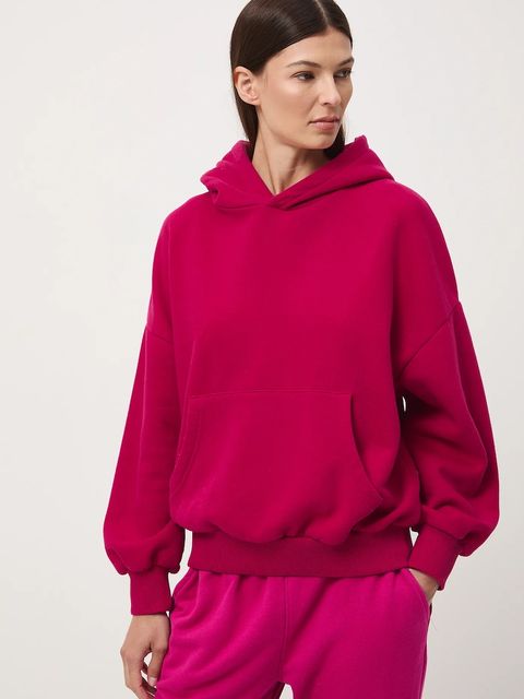 Medicine bluza damska kolor czerwony z kapturem gładka - zdjęcie produktu nr 1