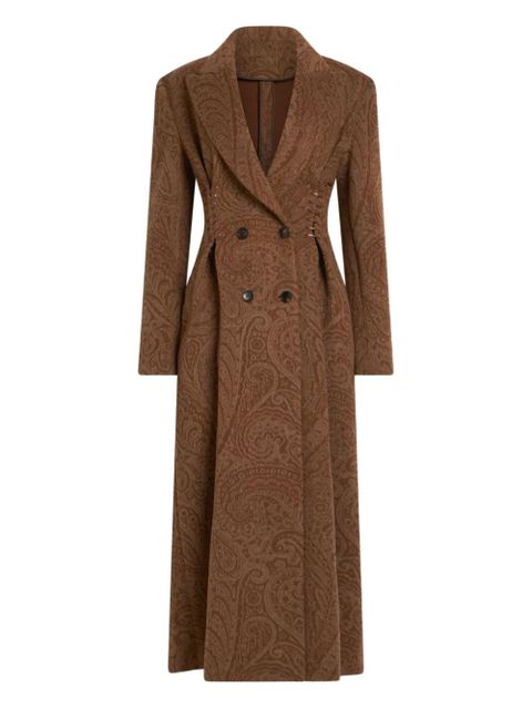 ETRO paisley lace-up wool coat - Brown - zdjęcie produktu nr 1