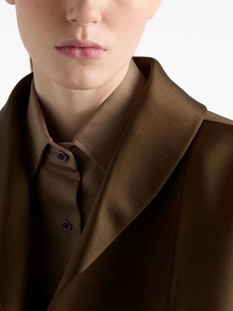 Prada single-breasted double satin coat - Brown