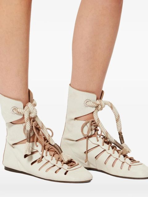 ISABEL MARANT Liade lace-up leather boots - Neutrals