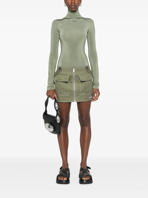 Off-White logo-embroidered mini skirt - Green - zdjęcie produktu nr 2
