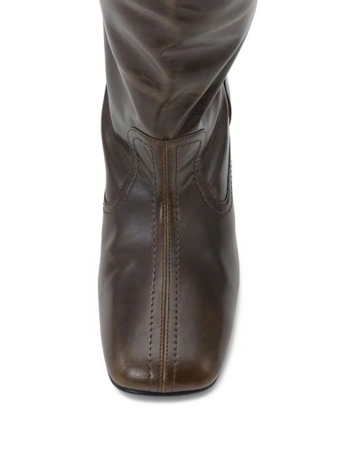 GANNI slouched knee-high leather boots - Green