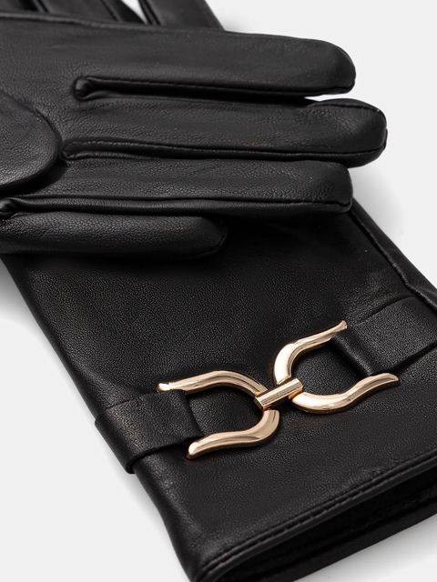 Morgan rękawiczki skórzane damskie kolor czarny 5GBOBI - zdjęcie produktu nr 2