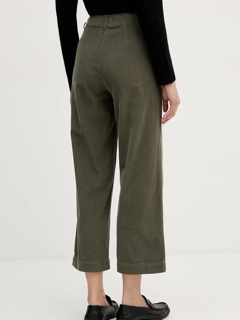 United Colors of Benetton spodnie bawełniane damskie kolor zielony proste high waist 494BDE02I - zdjęcie produktu nr 2