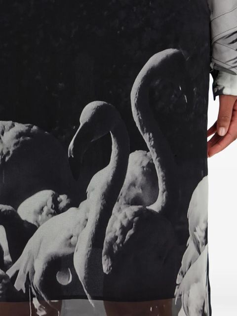 Ferragamo flamingo-print georgette midi skirt - Grey