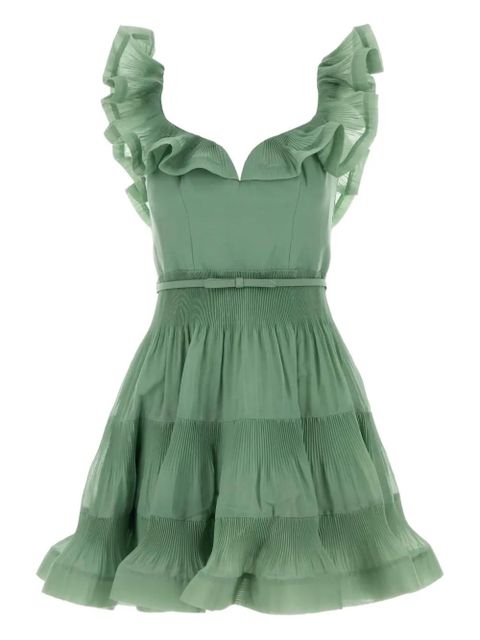 ZIMMERMANN pleated ruffled mini dress - Green - zdjęcie produktu nr 1