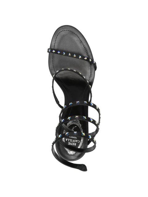 René Caovilla Cleo star-studded ankle-wrap sandals - Black