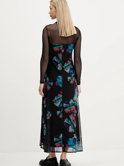 Desigual sukienka WATERCOLOR LACROIX kolor czarny maxi prosta 25WWVK03