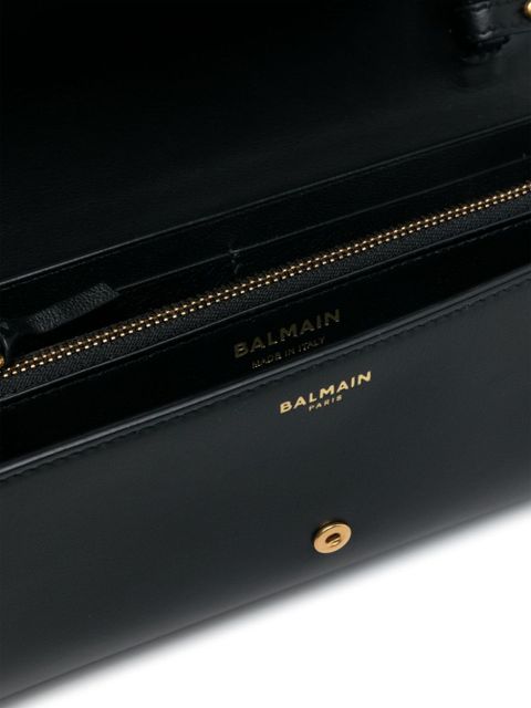 Balmain logo-plaque leather crossbody bag - Black
