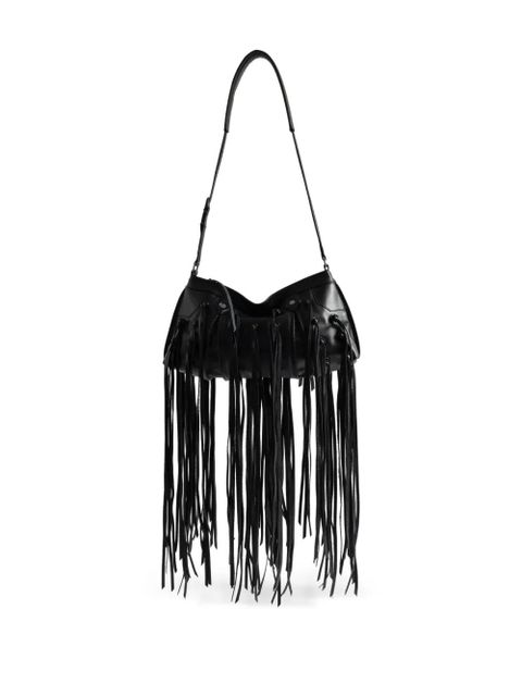 Zadig&Voltaire leather-fringe clutch bag - Black