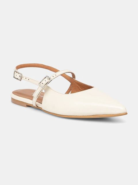 Jonak baleriny skórzane DURA kolor beżowy z odkrytą piętą 3400226 - zdjęcie produktu nr 1