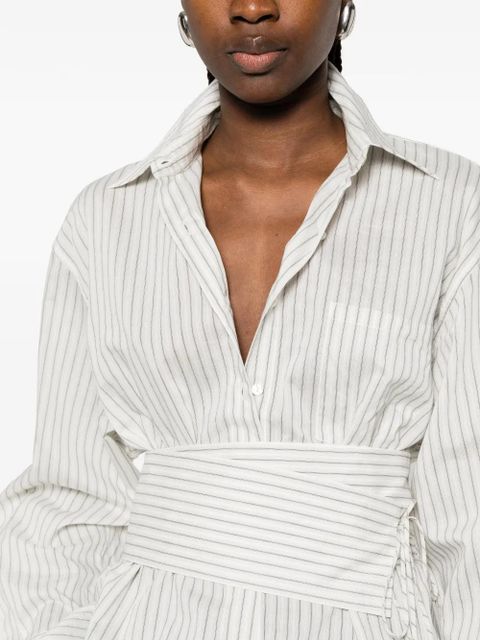 Róhe belted pinstriped shirt - Neutrals
