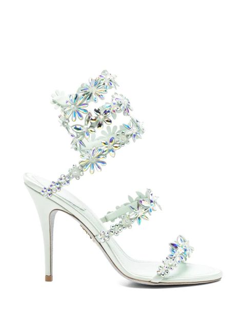 René Caovilla floral-embellished heeled sandals - Green - zdjęcie produktu nr 1