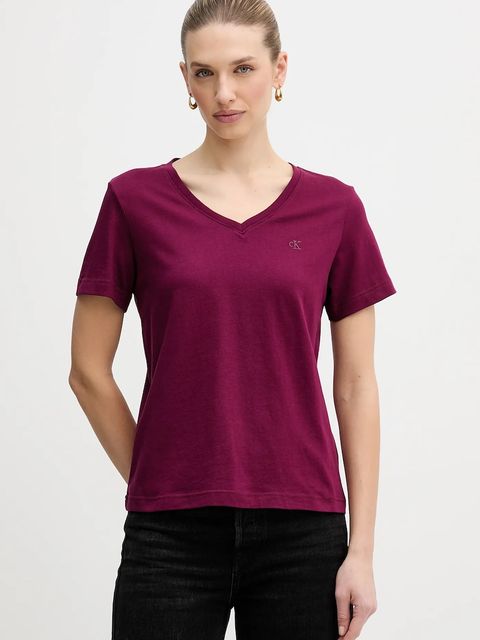 Calvin Klein Jeans t-shirt bawełniany damski kolor fioletowy LV047B205G - zdjęcie produktu nr 1