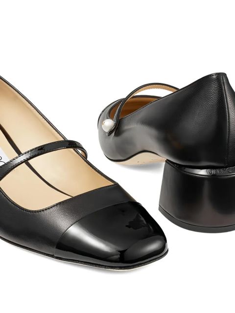 Jimmy Choo Elisa 45 pearl-embellishment square-toe pumps - Black