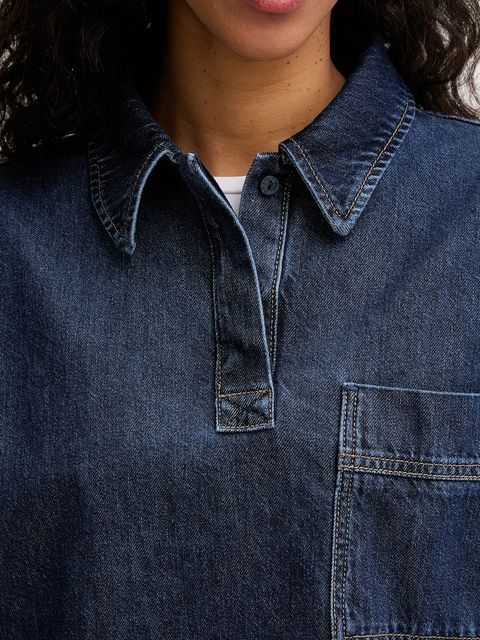 Marc O'Polo bluzka jeansowa damska kolor granatowy gładka 5000007937