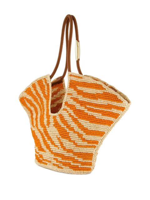 ZIMMERMANN medium Goldentime zebra-print raffia tote bag - Orange - zdjęcie produktu nr 2